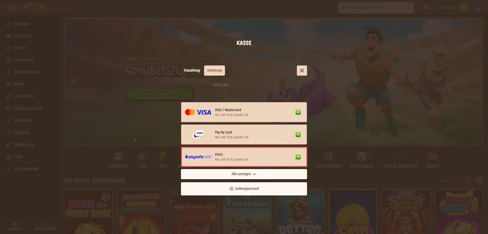 Stone Vegas Casino mit Paysafe